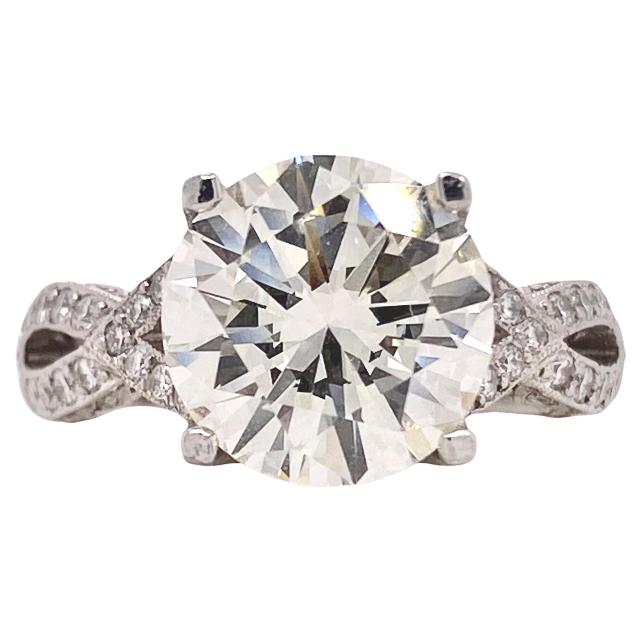 Tacori Bague de fiançailles en platine brillant rond avec diamant Royal T de 4 carats certifié GIA