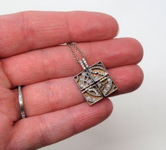 Tacori Diamant-Halskette mit quadratischem Anhänger aus 18 Karat Weiß- und Roségold