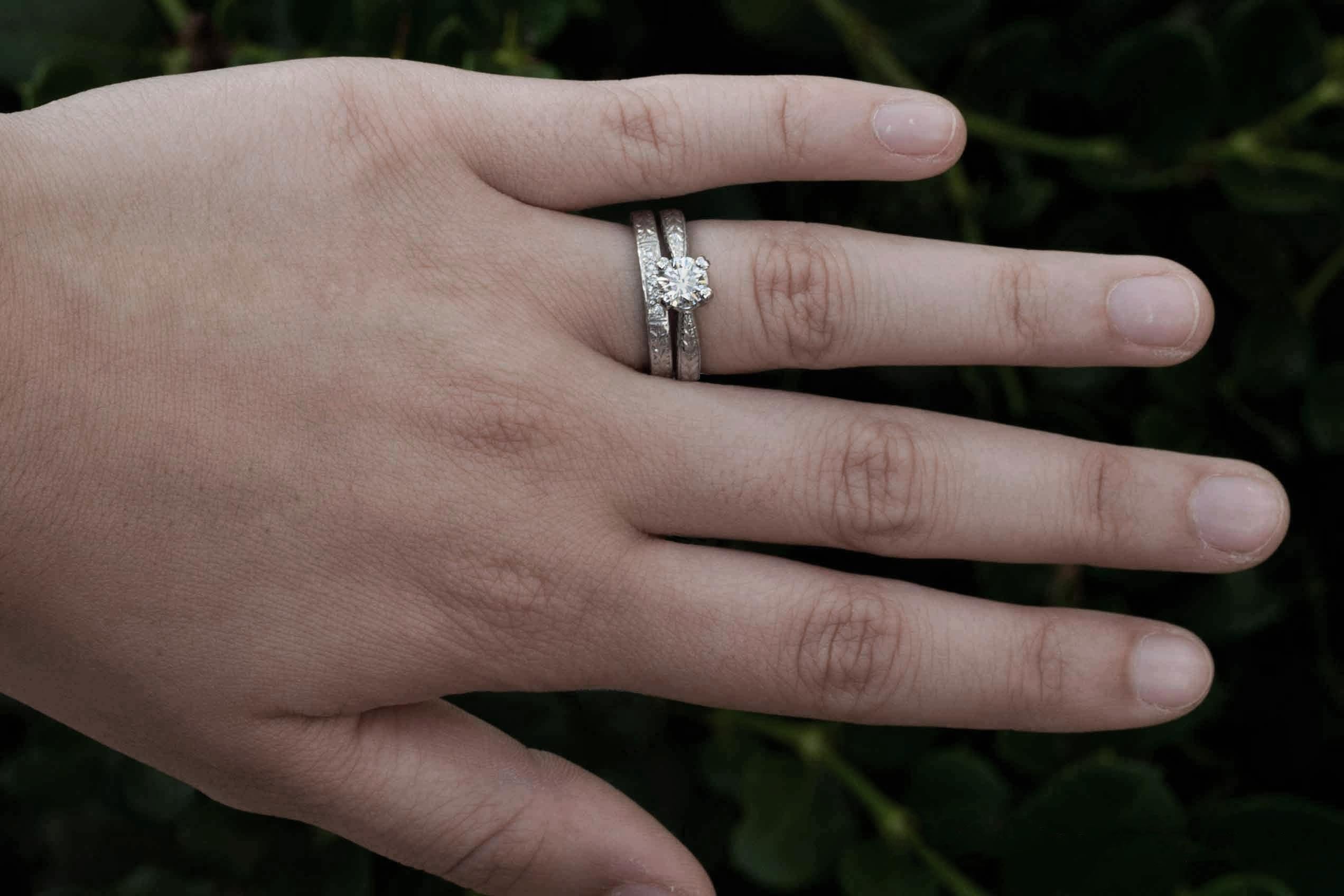 solitaire engagement ring with wedding band