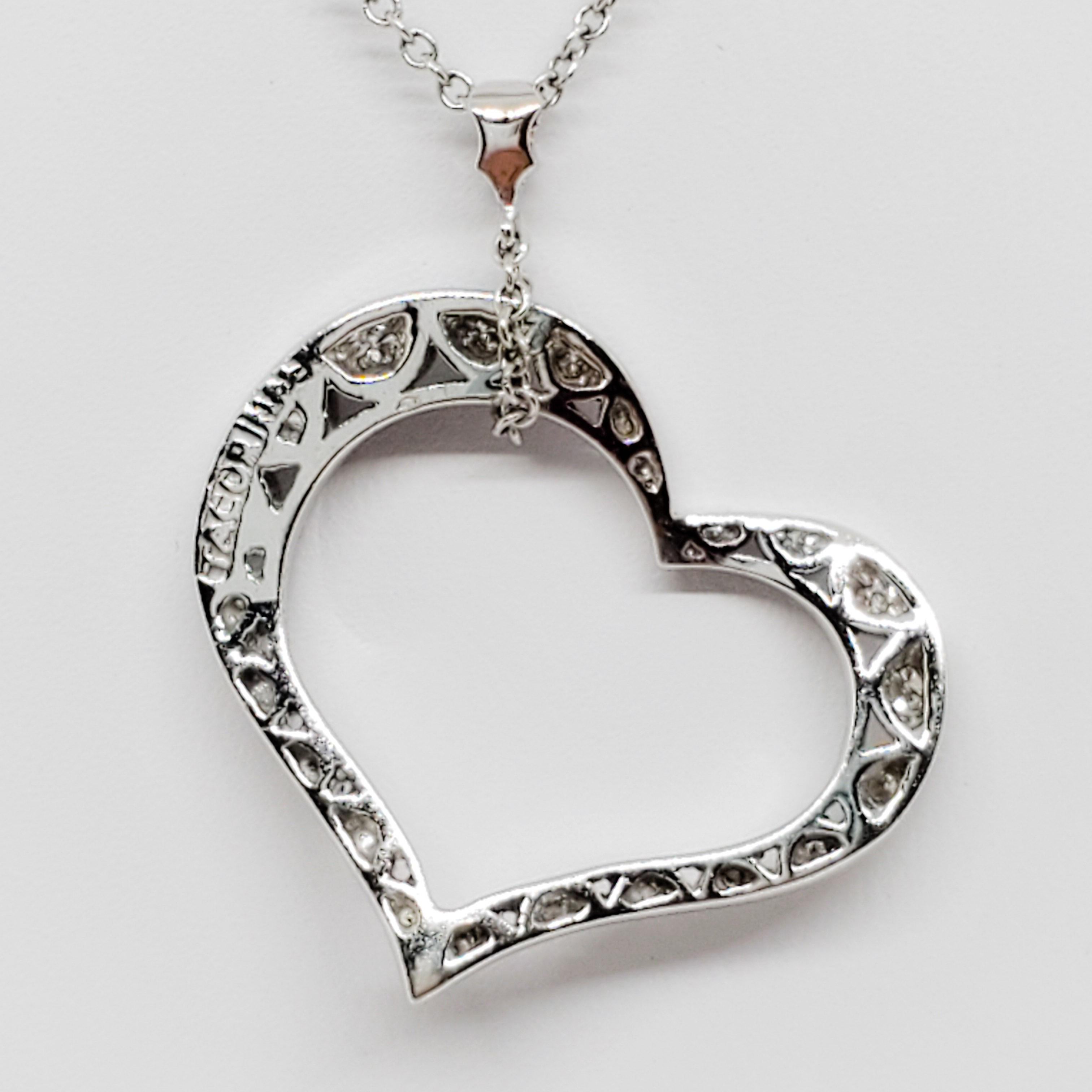 Tacori Estate White Diamond Heart Pendant Necklace in 18 Karat White Gold 1