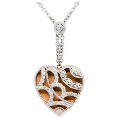 Tacori Estate White Diamond Heart Shape Pendant Necklace in 18 Karat Gold