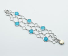 Tacori Faceted Clear Quartz & Neo-Turquoise Gathered Gem Bracelet in Silver