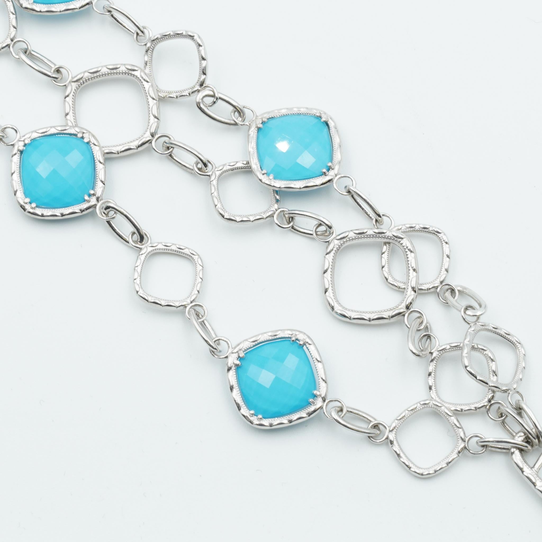 Women's Tacori Faceted Clear Quartz & Neo-Turquoise Gathered Gem Bracelet in Silver