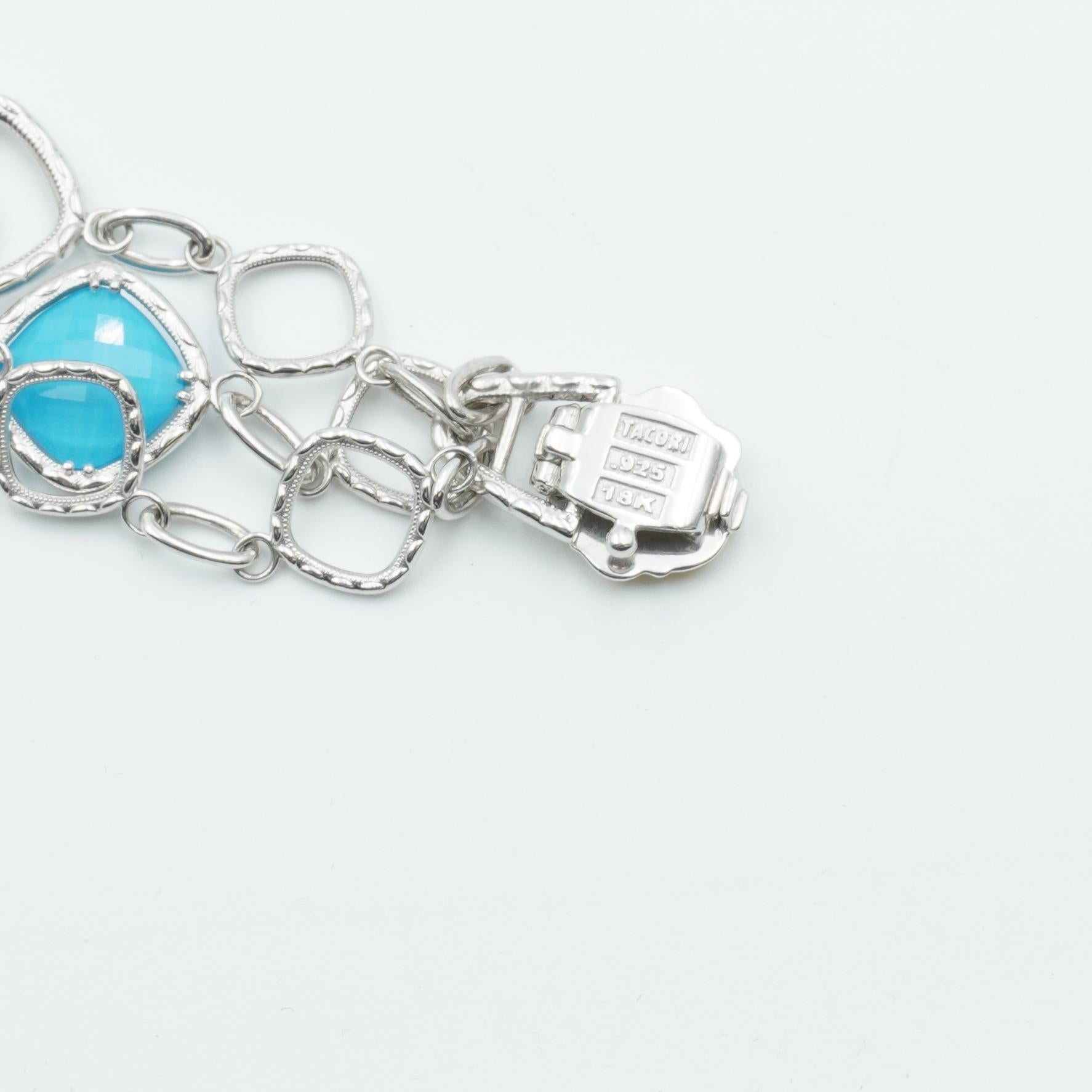 Tacori Faceted Clear Quartz & Neo-Turquoise Gathered Gem Bracelet in Silver 1