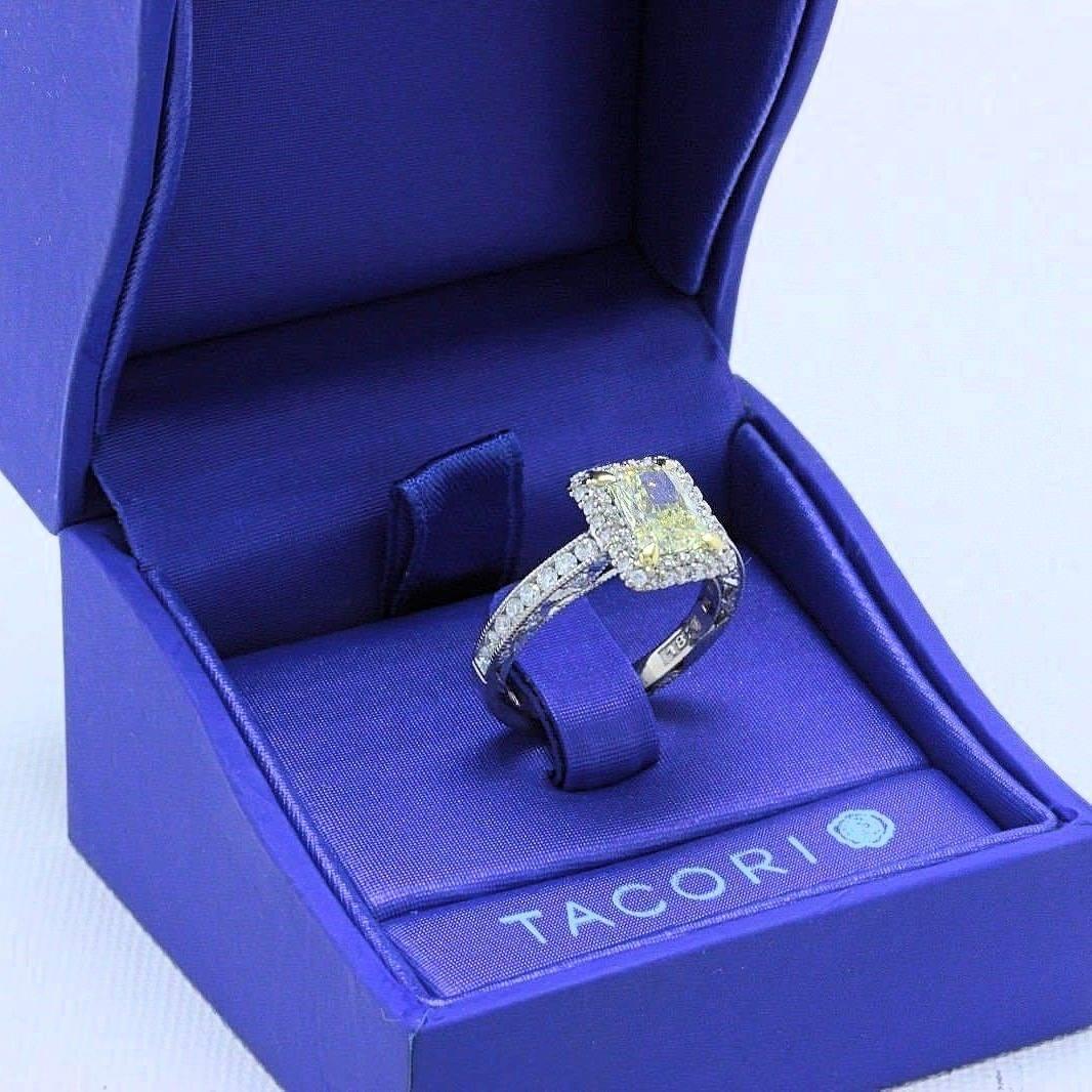 Tacori Fancy Light Yellow 1.98 TCW Diamond Ring in 18k White & Yellow Gold 4