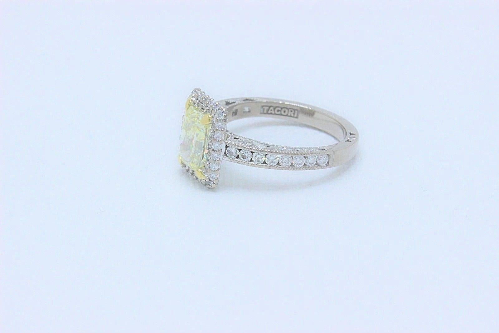Women's Tacori Fancy Light Yellow 1.98 TCW Diamond Ring in 18k White & Yellow Gold