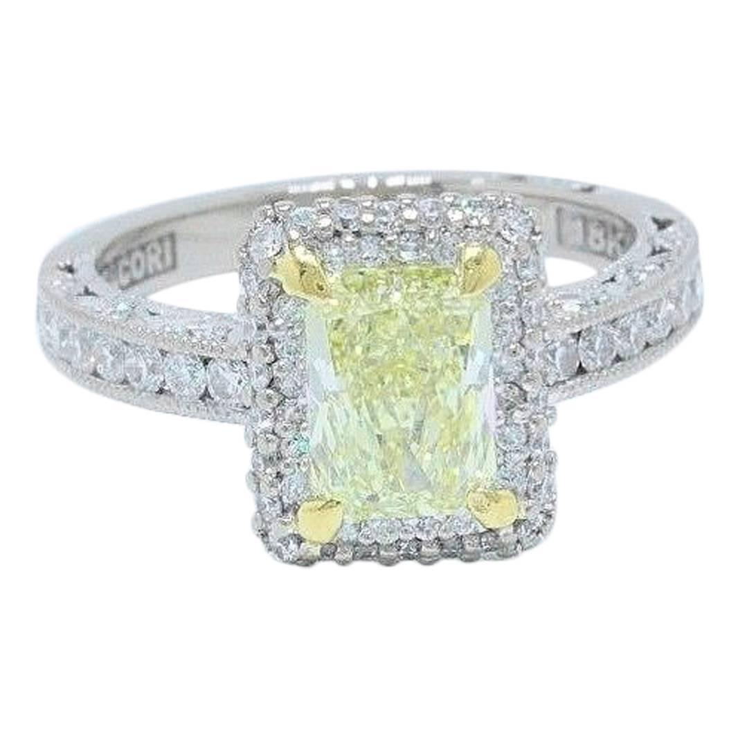 Tacori Fancy Light Yellow 1.98 TCW Diamond Ring in 18k White & Yellow Gold