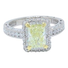 Tacori Fancy Light Yellow 1.98 TCW Diamond Ring in 18k White & Yellow Gold