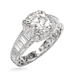 Tacori GIA 4::45 Karat Diamant Halo Baguette Eternity Platin Verlobungsring