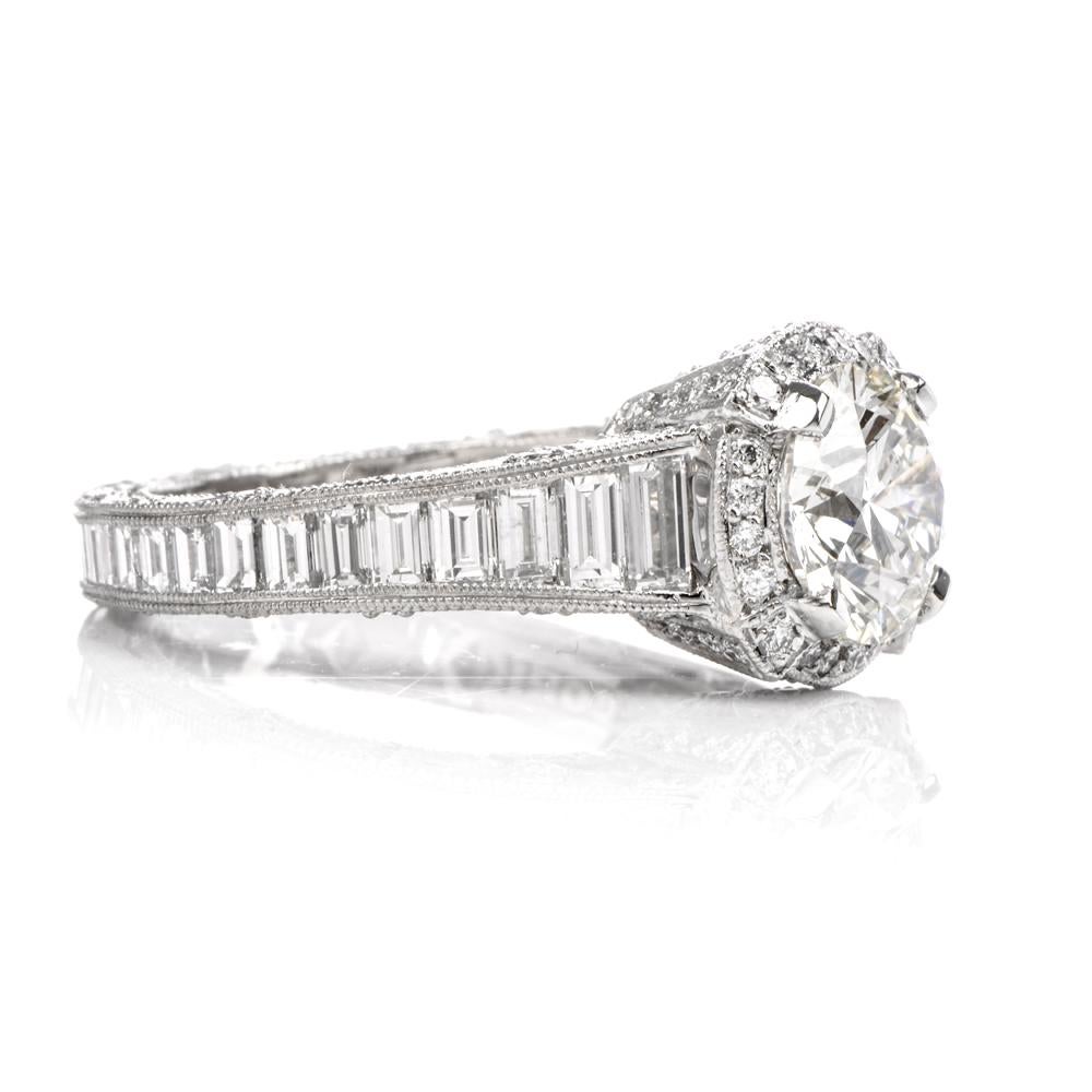 Tacori GIA 4.45 Carat Diamond Halo Baguette Eternity Platinum Engagement Ring 1