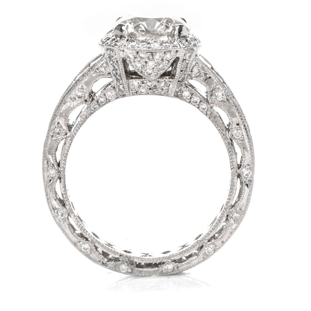 Tacori GIA 4.45 Carat Diamond Halo Baguette Eternity Platinum Engagement Ring 4