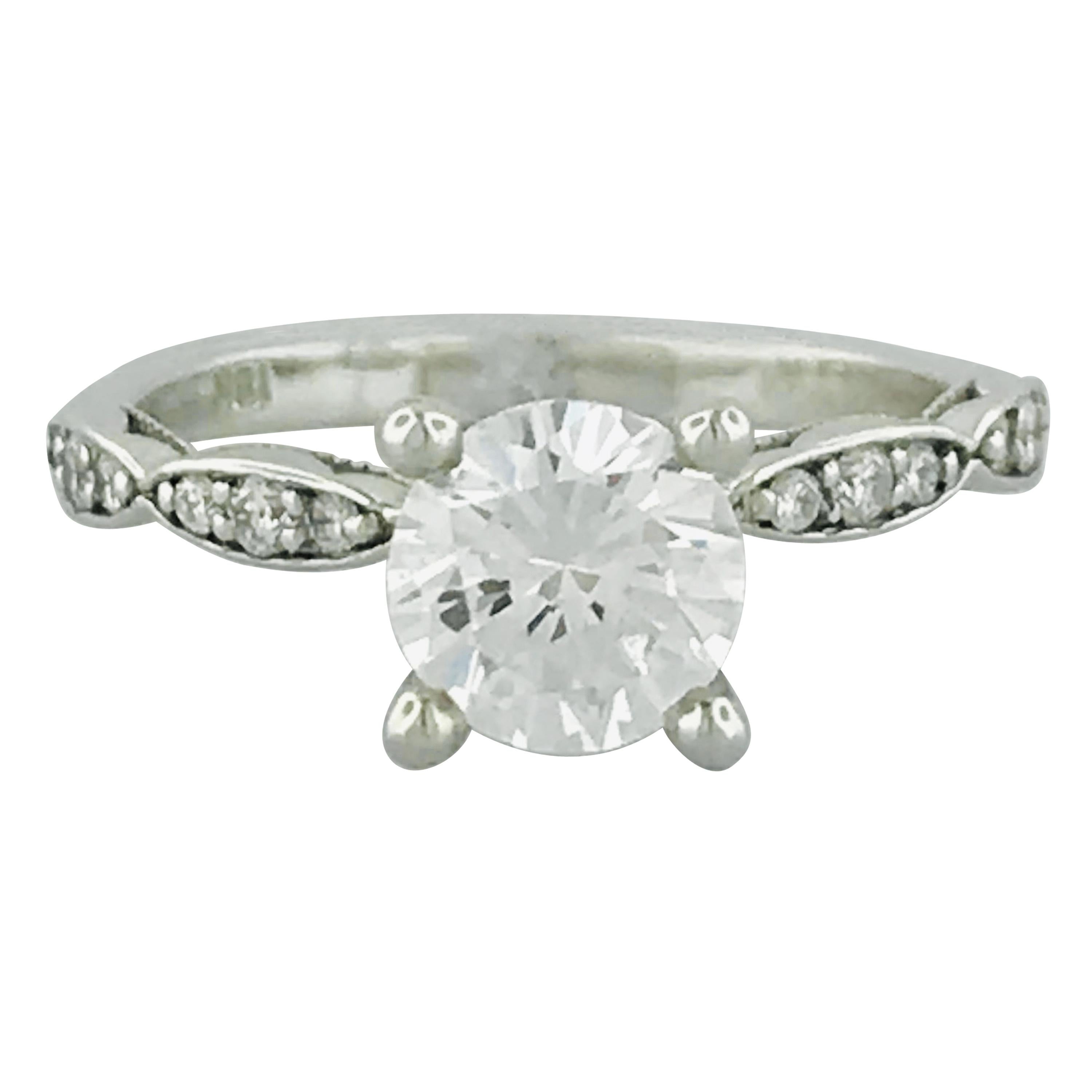 Tacori 1.00 Carat GIA Round Diamond in 18 Karat White Gold Engagement Ring For Sale