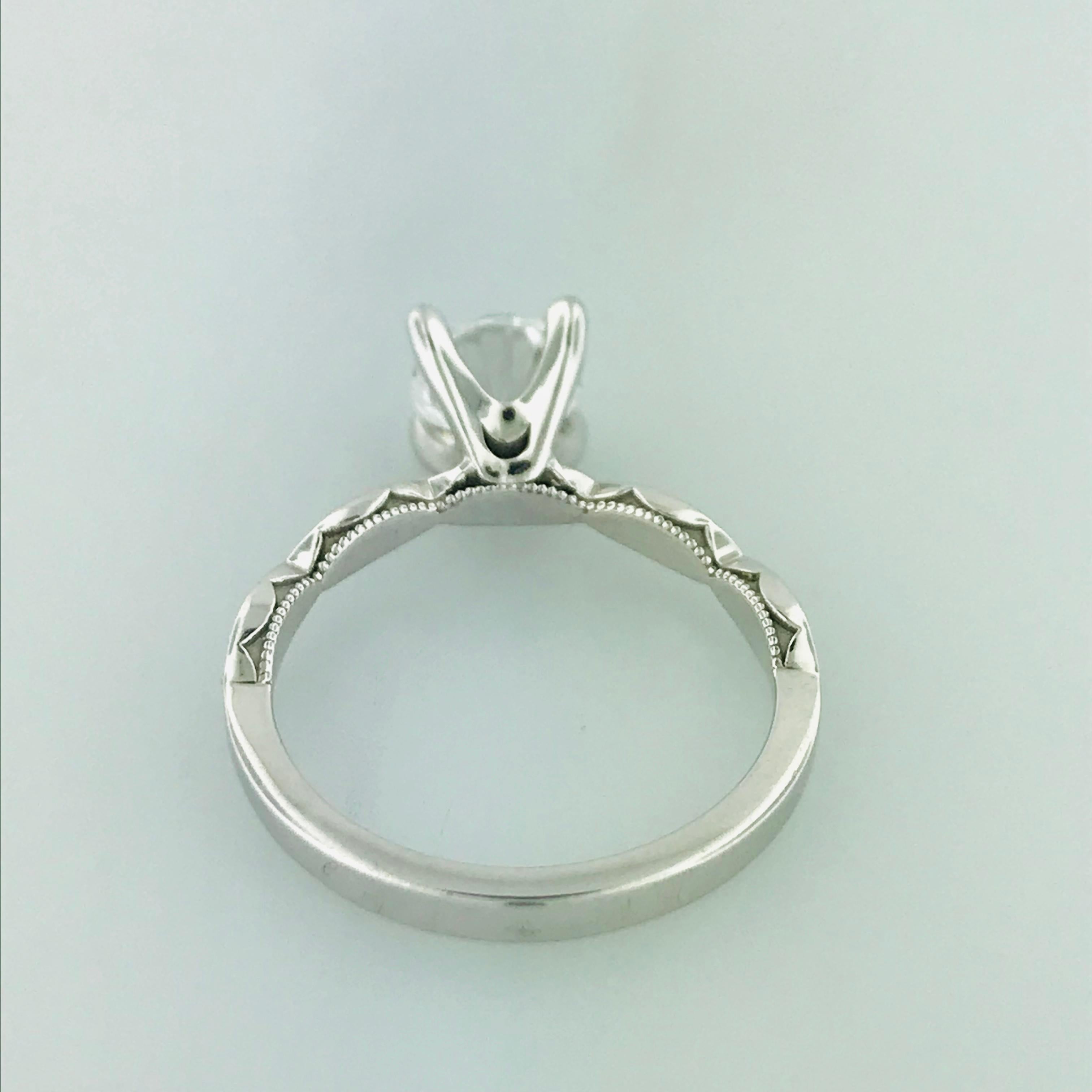 Women's Tacori 1.00 Carat GIA Round Diamond in 18 Karat White Gold Engagement Ring For Sale