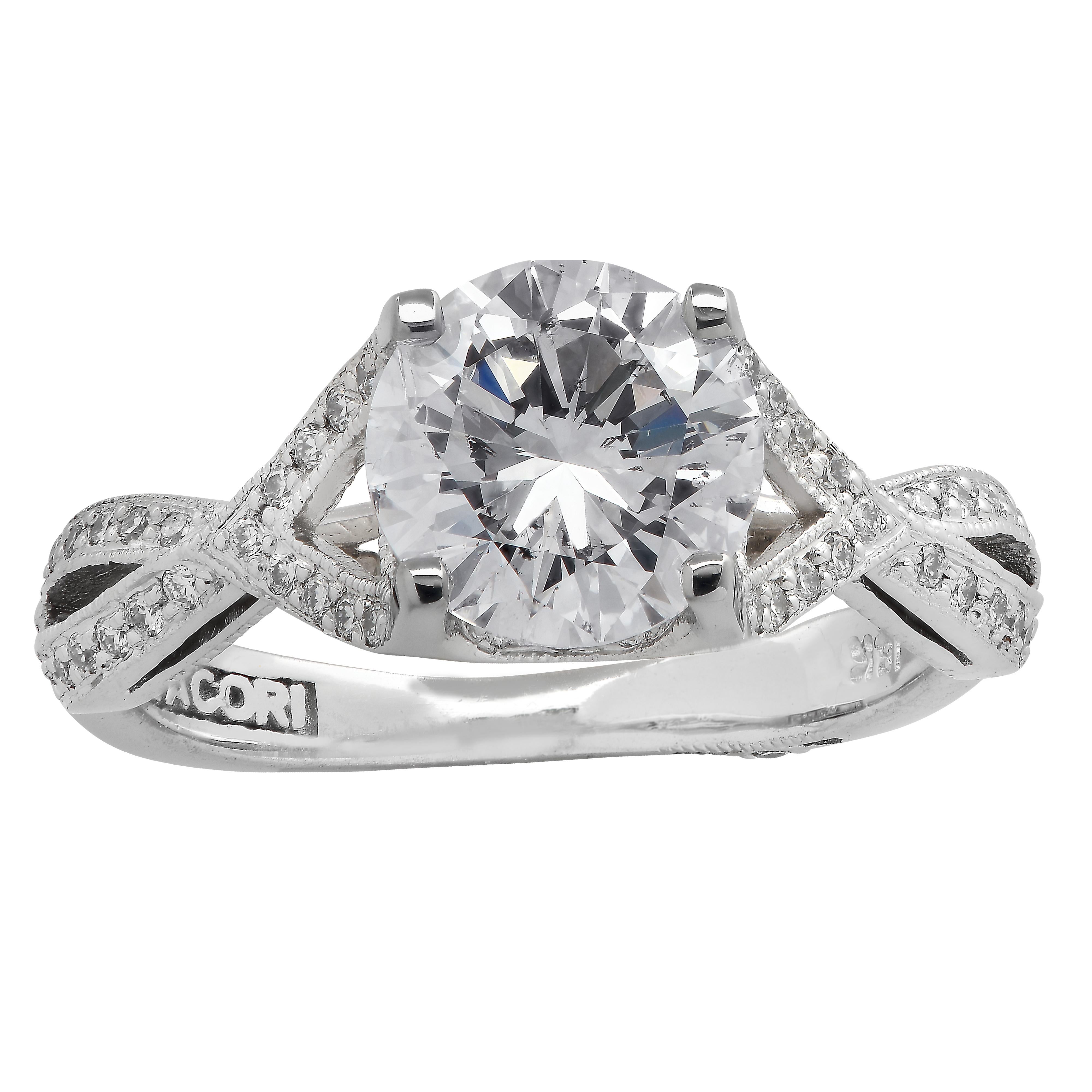 Round Cut Tacori GIA Certified 1.32 Carat Diamond Engagement Ring