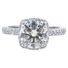 Tacori GIA Certified 1.49 Carat J SI2 Round Diamond Platinum Engagement Ring