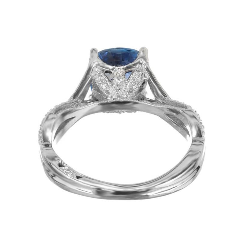 Tacori Bague de fiançailles en platine avec saphir certifié GIA de 2,07 carats et diamants en vente 2