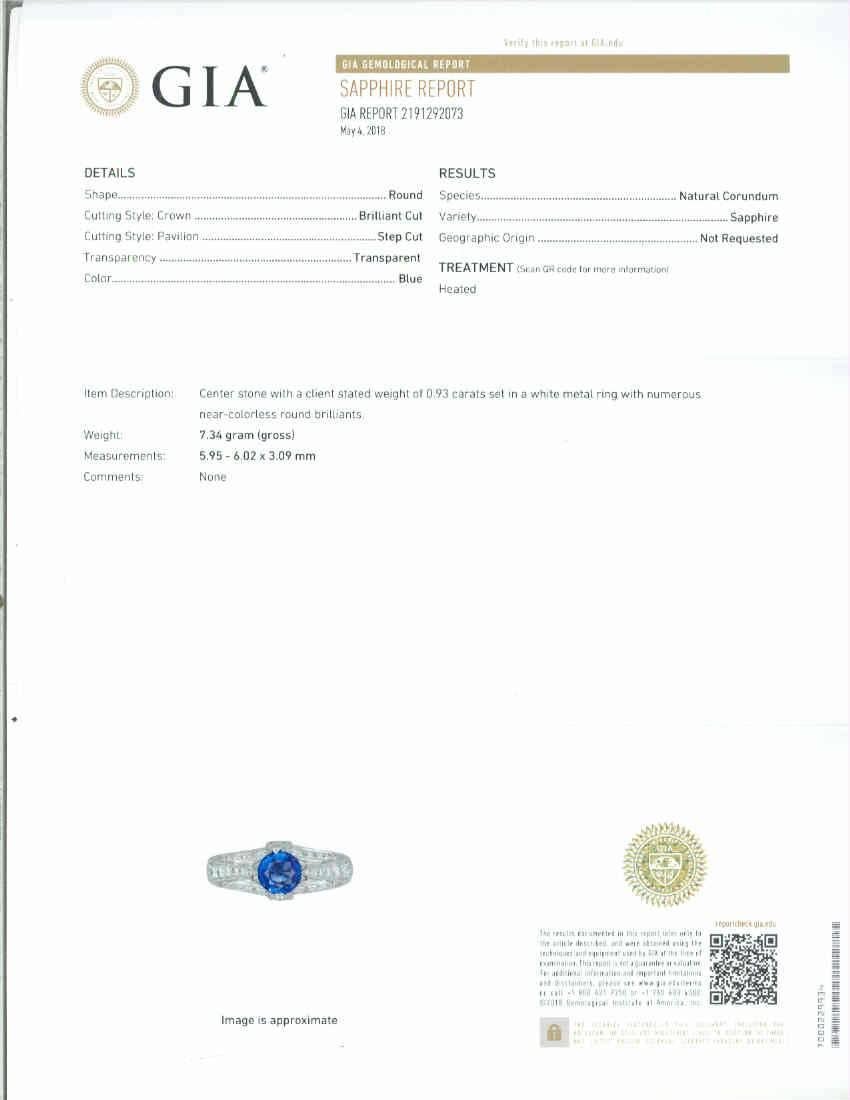 Tacori GIA Certified .93 Carat Sapphire Diamond Platinum Engagement Ring In Good Condition For Sale In Stamford, CT