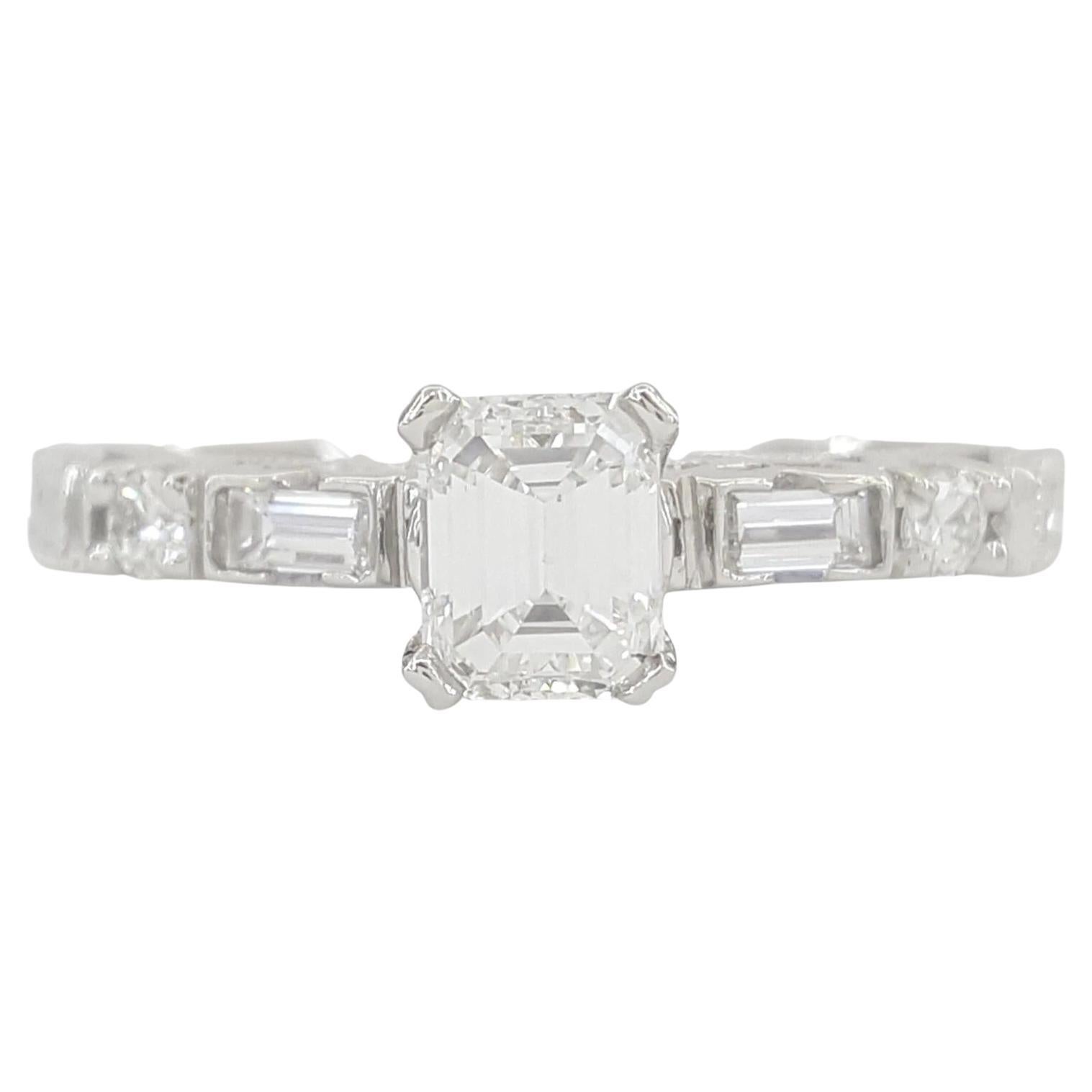 Tacori GIA zertifizierter Diamant-Verlobungsring mit Smaragdschliff