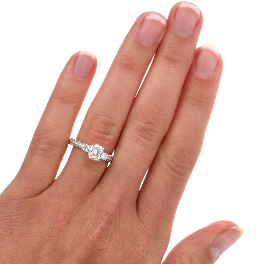 Cushion Cut Tacori GIA Cushion 1.28 carats Diamond Platinum Engagement Ring For Sale