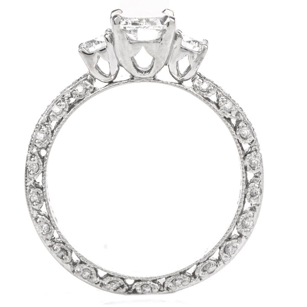 Tacori GIA Cushion 1.28 carats Diamond Platinum Engagement Ring For Sale 1