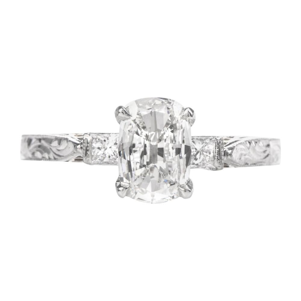 Tacori GIA Cushion Diamond Filigree Platinum 18 Karat Gold Engagement Ring