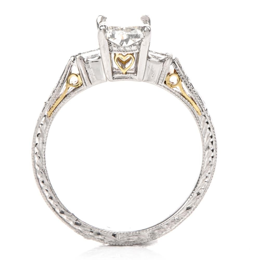 Tacori GIA Cushion Diamond Filigree Platinum 18 Karat Gold Engagement Ring 2
