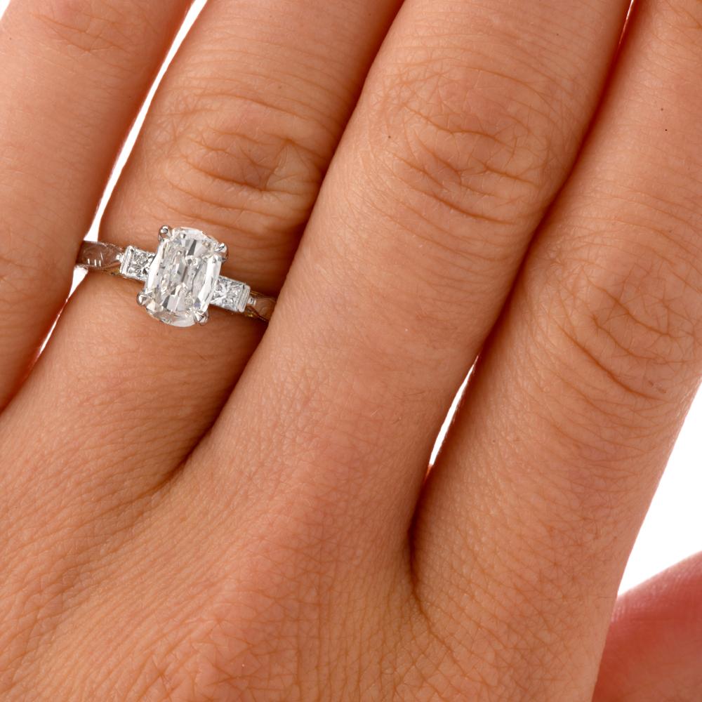 Tacori GIA Cushion Diamond Filigree Platinum 18 Karat Gold Engagement Ring 3