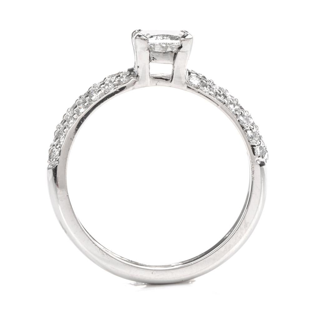 Modern Tacori GIA Cushion Pave Diamond Platinum Engagement Ring