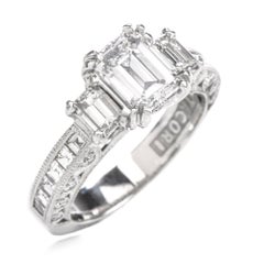 Tacori GIA Diamant Smaragd Schliff Band Platin Verlobungsring