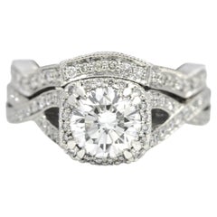 Tacori GIA Natural Diamond Round Cut 1.85 CT 18K White Gold With Matching Band