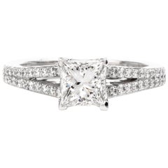 Tacori GIA Princess 1.32 Diamond Platinum Split Shank Engagement Ring