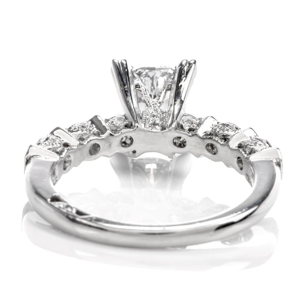 Modern Tacori High Set GIA D-SI2 Diamond Platinum Engagement Ring