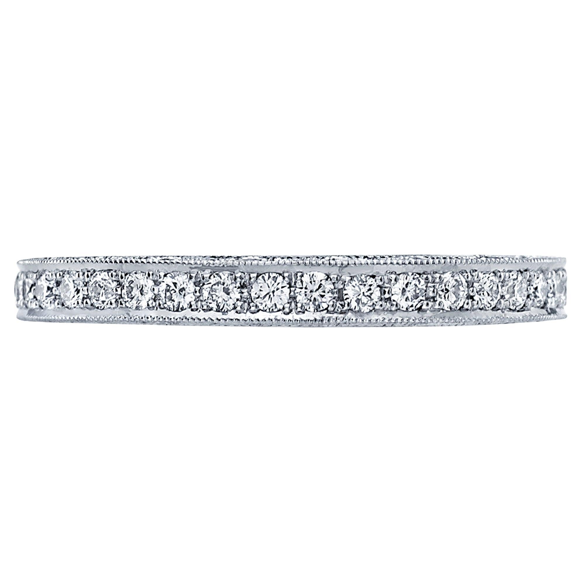 Tacori HT2516 18K White Gold Half Way Diamonds Blooming Beauties Wedding Band