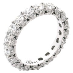 Tacori HT2632, bague d'éternité en or blanc 18 carats, diamants ronds 3,20 carats, taille 6,5