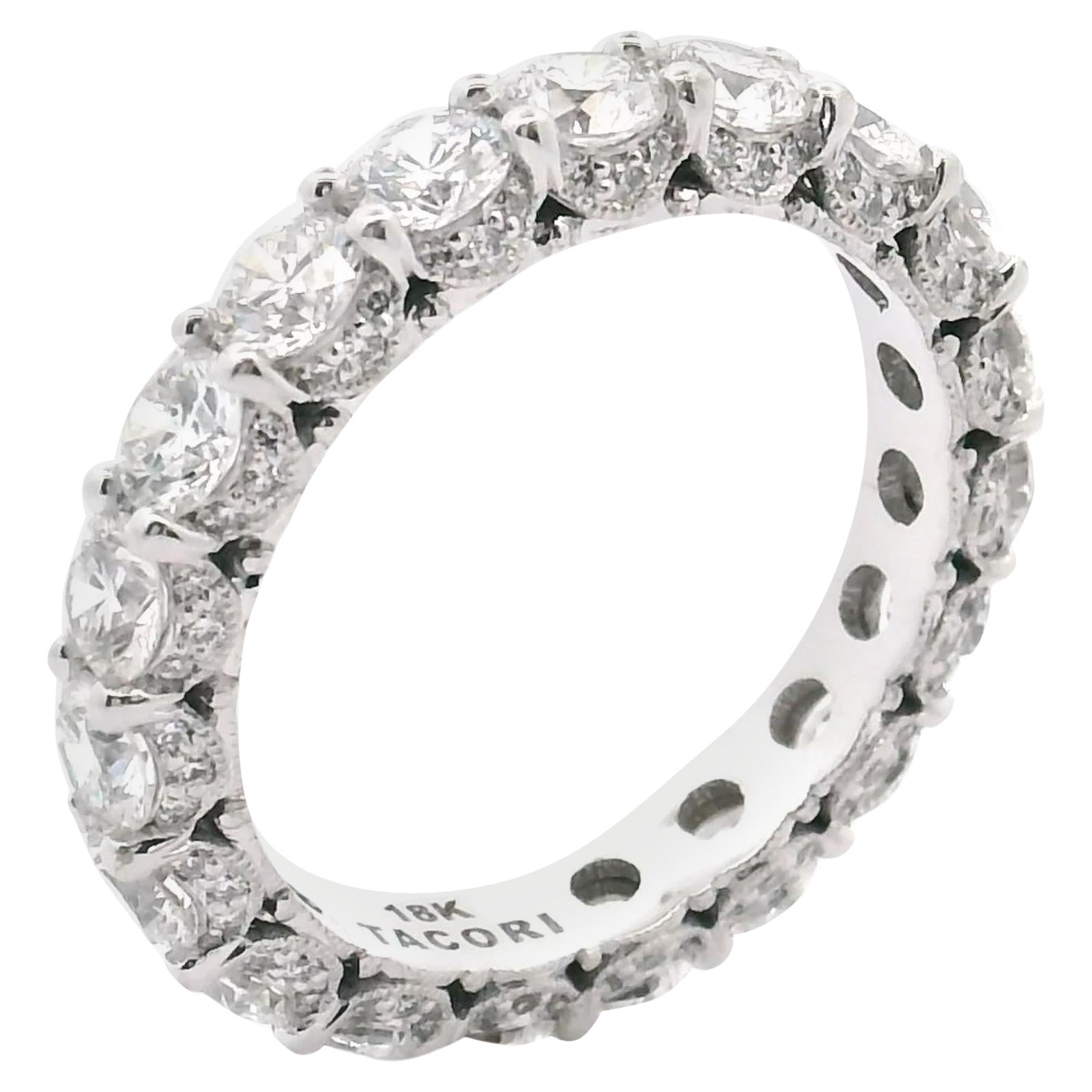 Tacori HT2632 Anillo de oro blanco de 18 quilates con diamantes redondos de 3,20 quilates G/VS