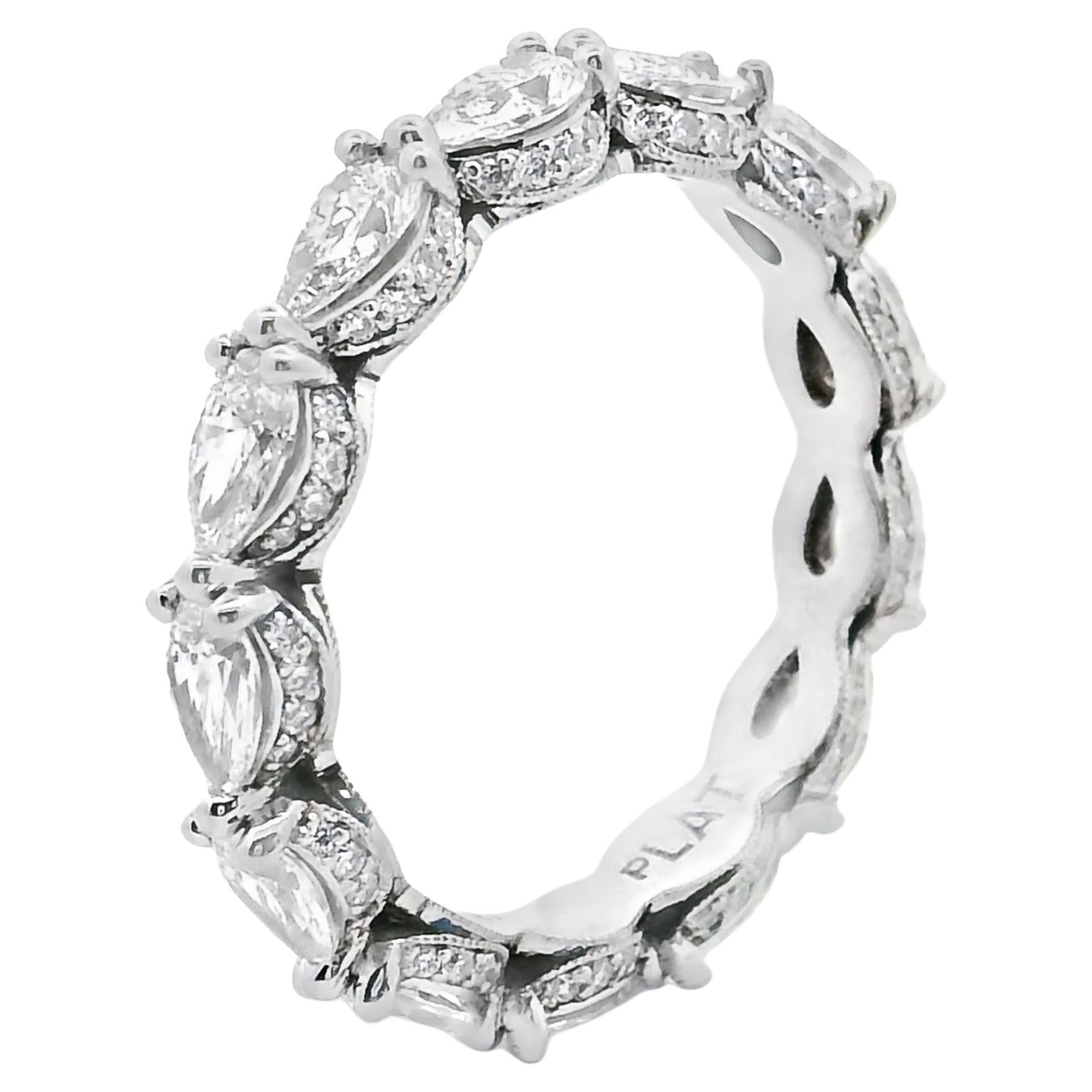 Tacori HT2642 Platinum Pear Shaped 2.22 Carat Diamond Eternity Band Ring For Sale