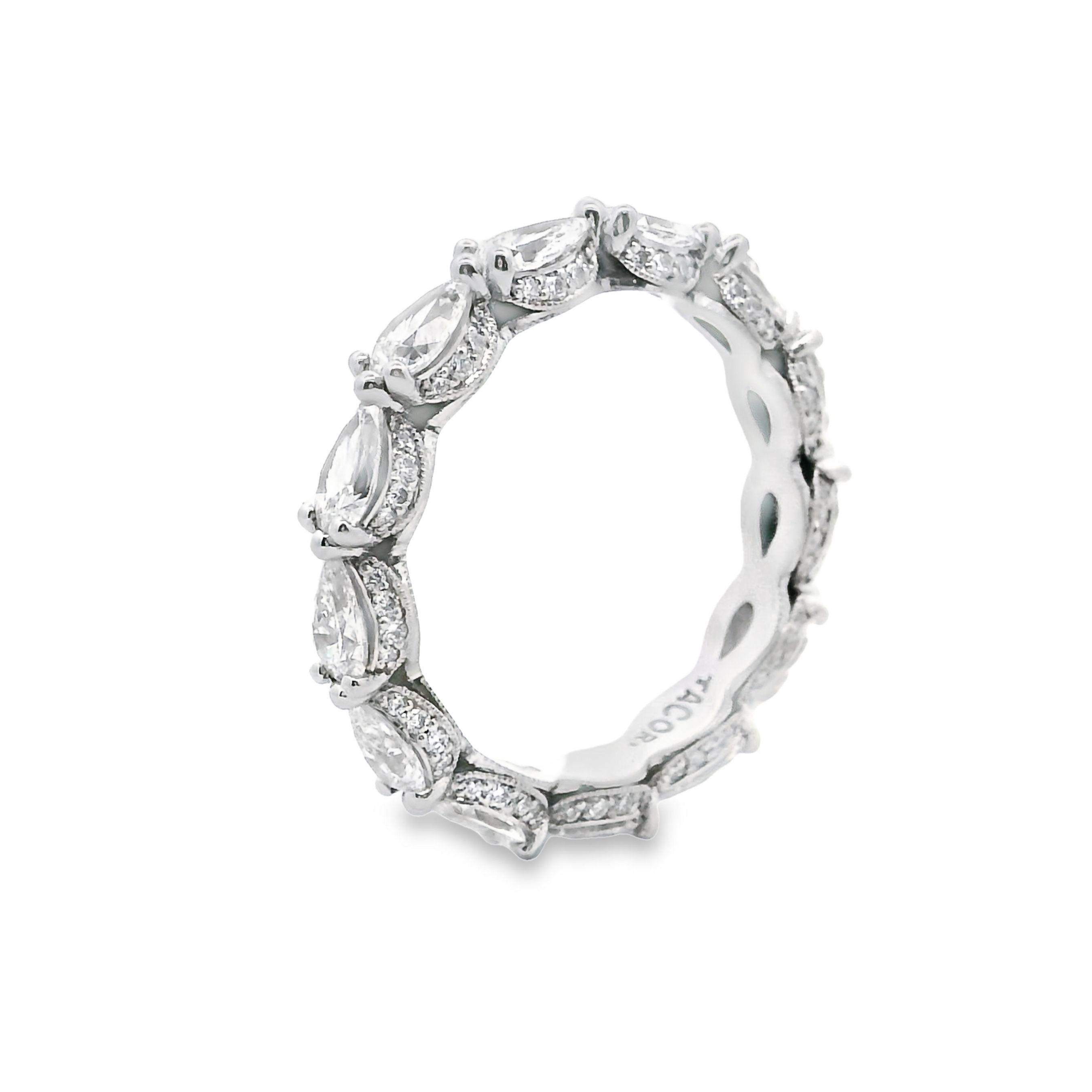 Contemporary Tacori HT2642 Platinum Pear Shaped Diamond Eternity Band 2.22 Carats, Size 6.5 For Sale