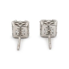 Tacori Pendientes de oro blanco de 18 quilates con diamantes estilo filigrana y halo cuadrado