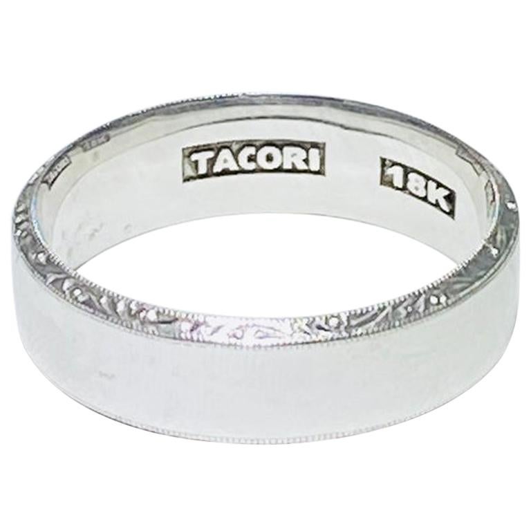 Tacori Men 18 Karat White Gold Wedding Band, Genuine Tacori Man’s Band