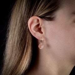 Tacori Necklace and Earrings Set Peach Moonstone Diamonds 18 Karat Rose Gold