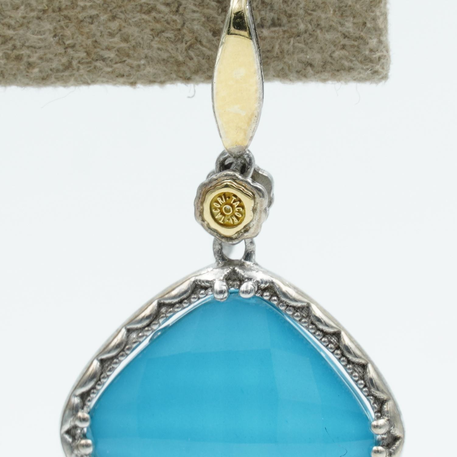 Single Cut Tacori Neo-Turquoise Drop Earrings in Sterling Silver & 18K Gold, SE137Y05