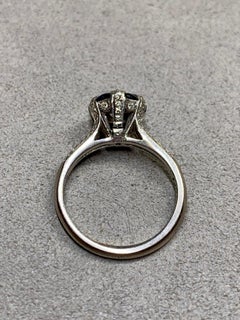 Tacori Platin-Verlobungsring im Art-Déco-Stil mit 1 Karat Diamant und Bufftop-Saphir