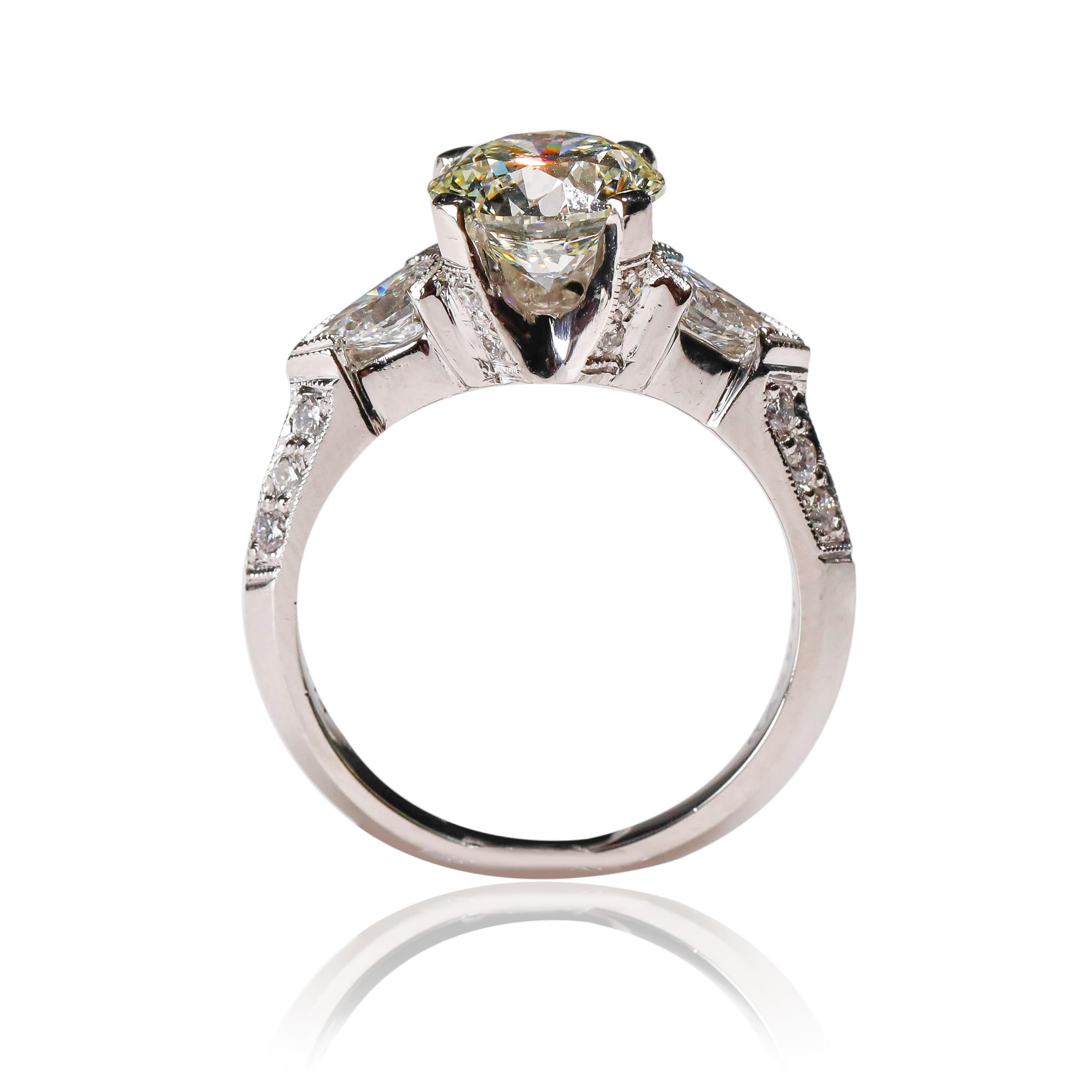 Tacori Platinum 3 Carat Round Pear Shape Diamond Wedding Ring

Luxurious in every way, this ring is a stunning example of how you should feel wearing it. Features 0.83 ct shimmering diamonds aligned together in 2.17 TCW of a center diamond in