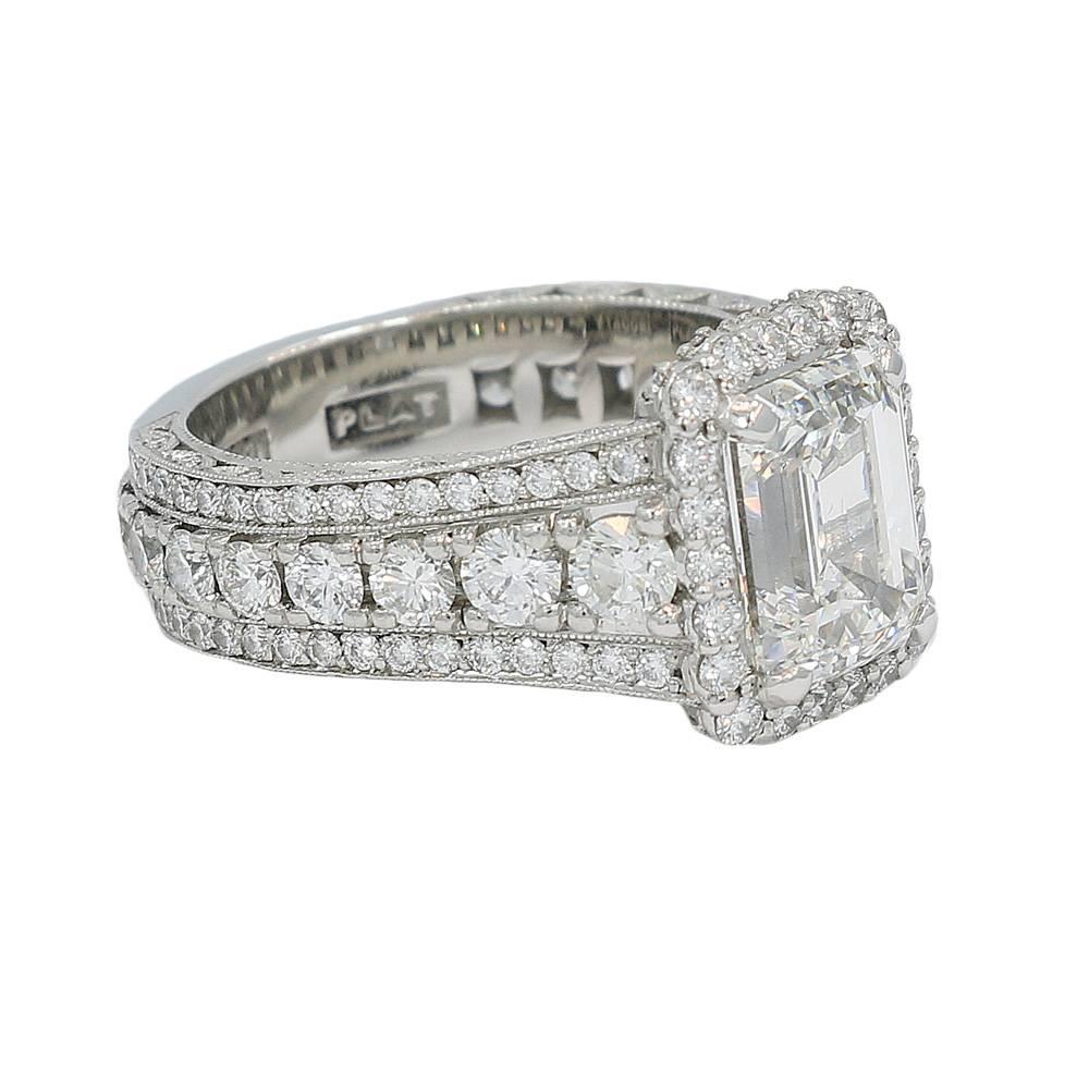 Tacori Platinum 4.04 Carat Diamond Ring H-VS2 GIA In Excellent Condition For Sale In Naples, FL
