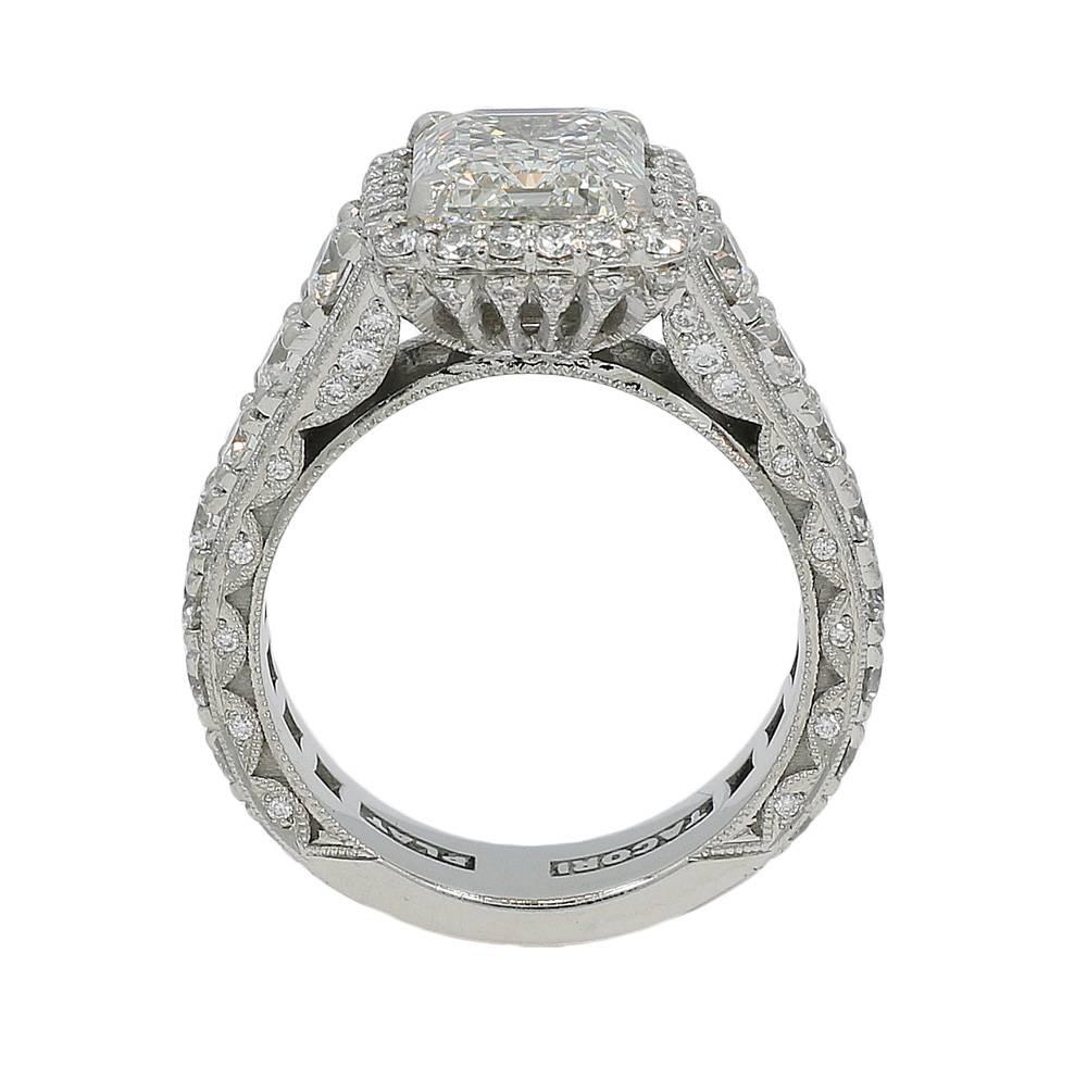 Tacori Platinum 4.04 Carat Diamond Ring H-VS2 GIA For Sale 1