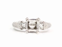 Tacori Platinum Carved Three-Stone Style Ring Setting