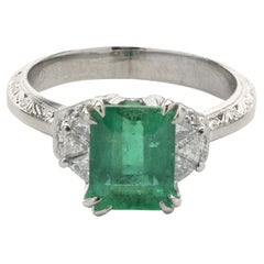 Tacori Platinum Emerald and Diamond Ring