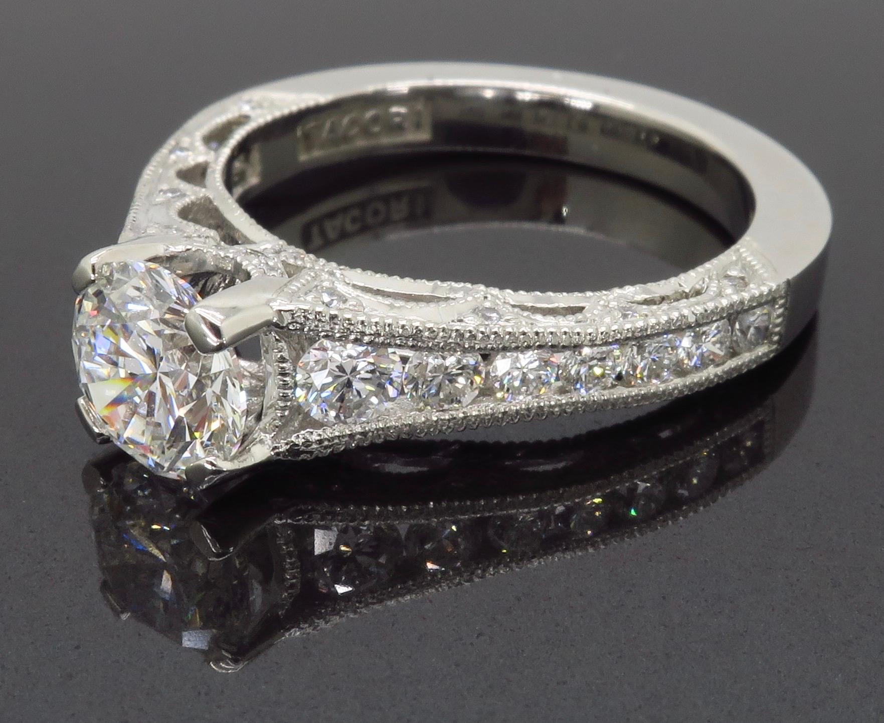 Tacori Platinum Reverse Crescent Certified Diamond Engagement Ring 7