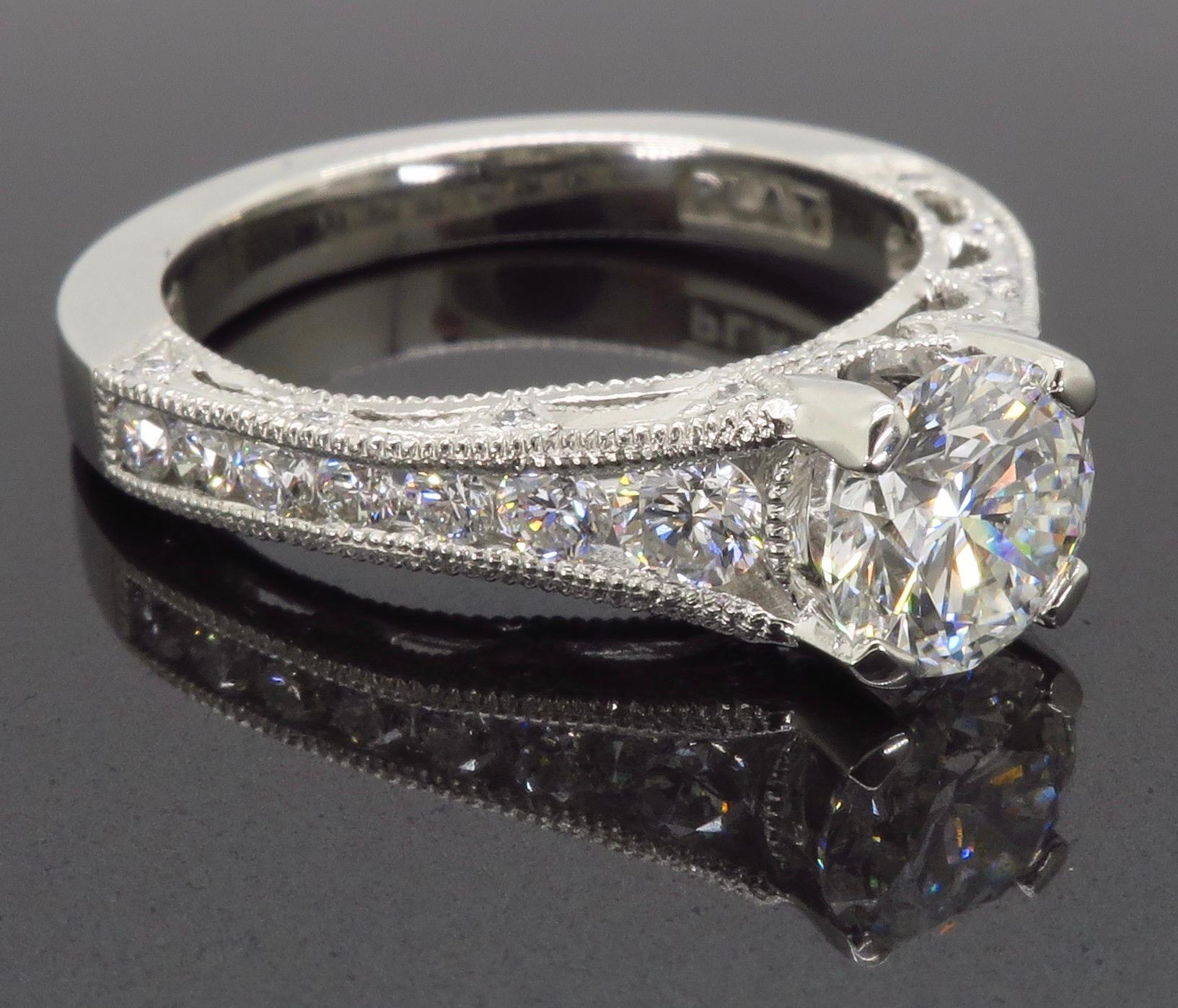 Tacori Platinum Reverse Crescent Certified Diamond Engagement Ring 10
