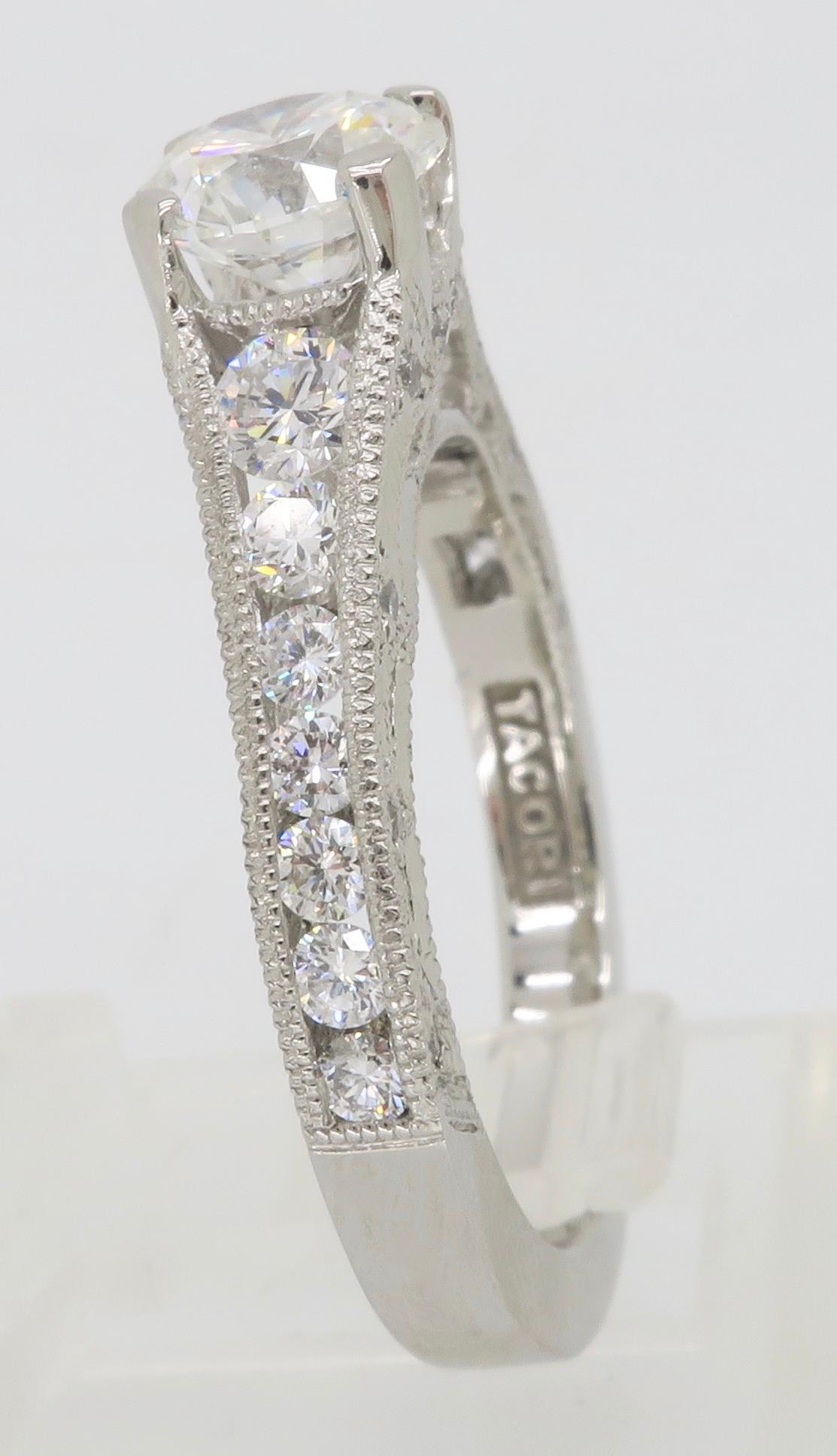 Tacori Platinum Reverse Crescent Certified Diamond Engagement Ring 2